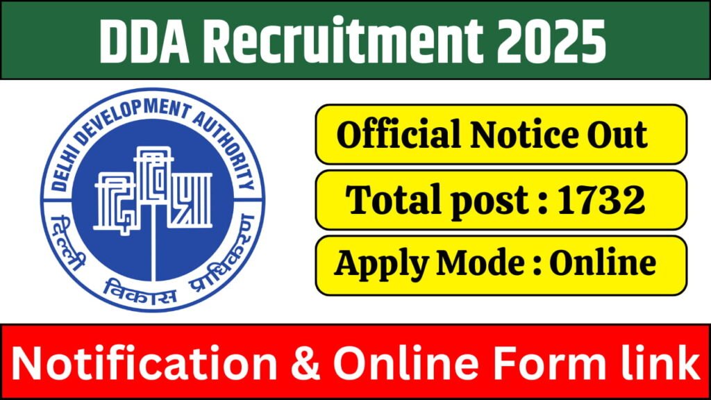 DDA Recruitment 2025 Official Notification OUT
