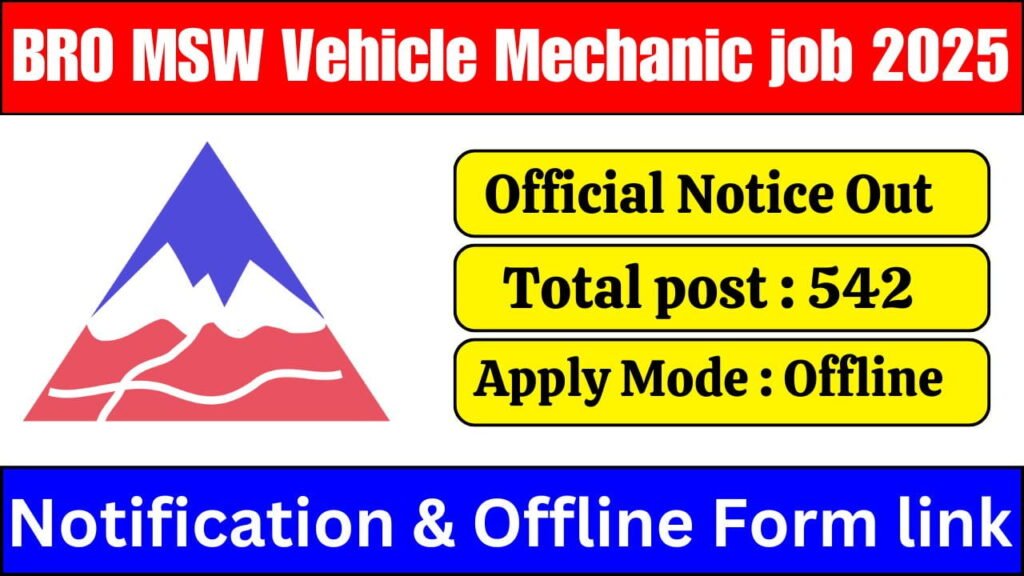 BRO MSW Vehicle Mechanic Recruitment 2025