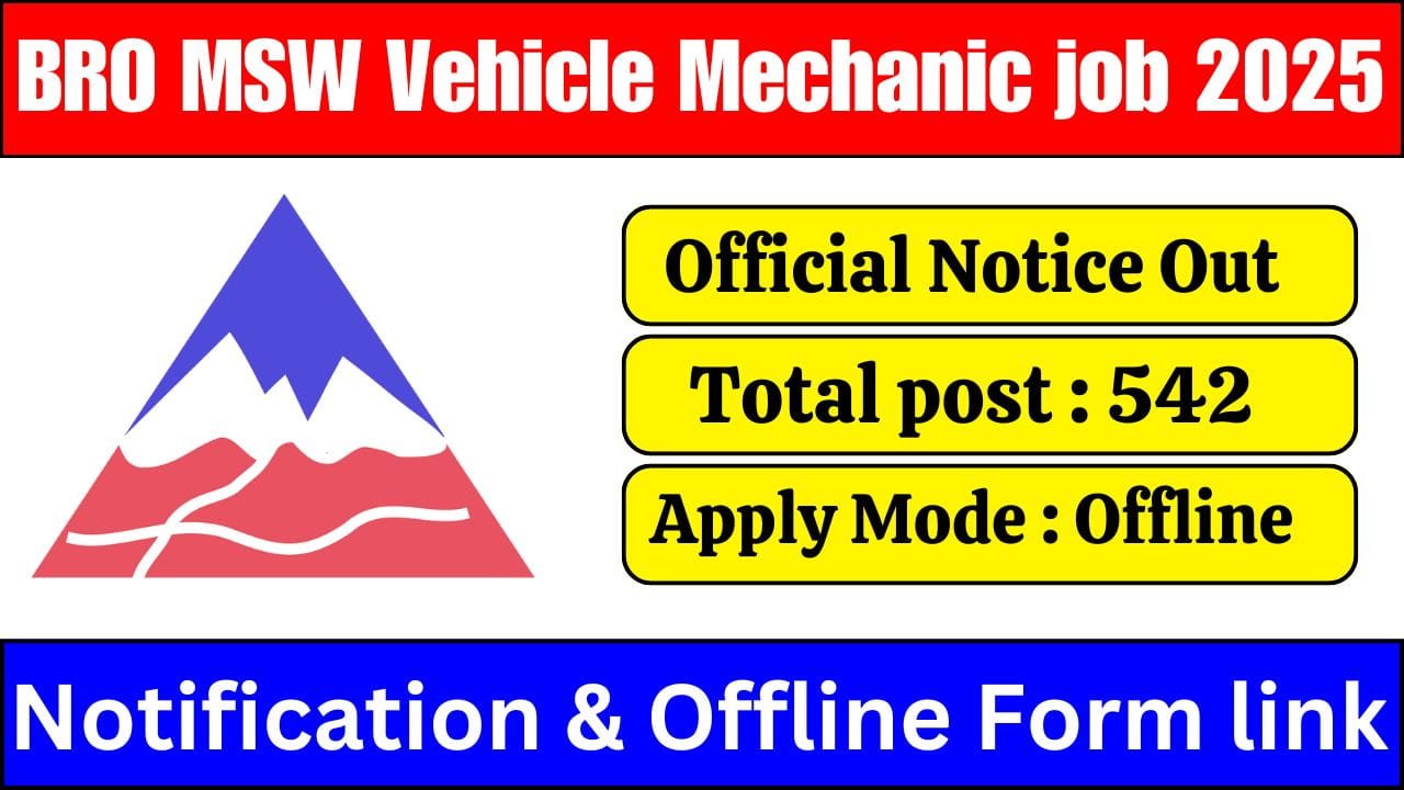 BRO MSW Vehicle Mechanic Recruitment 2025
