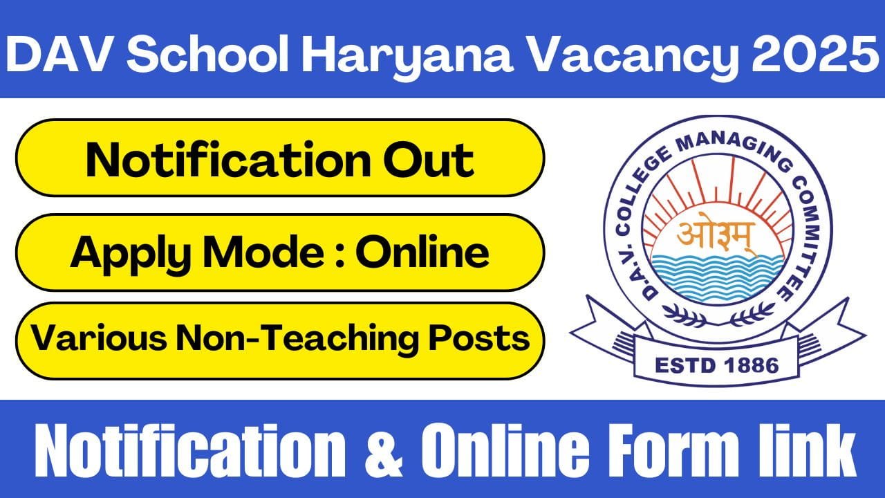 DAV School Haryana Vacancy 2025