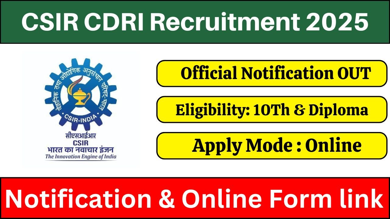 CSIR CDRI Recruitment 2025