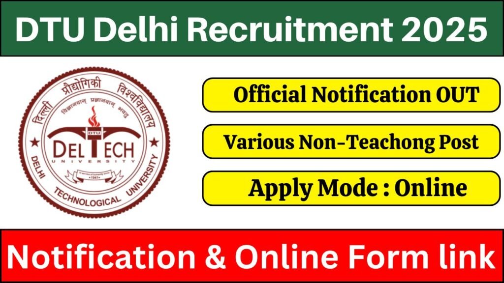 DTU Delhi Recruitment 2025